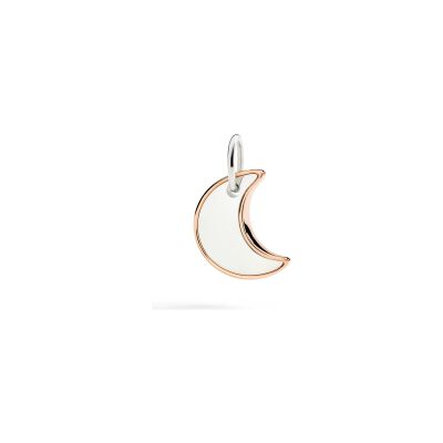 Charm Dodo Universe lune XL cordon de soie en argent et or rose